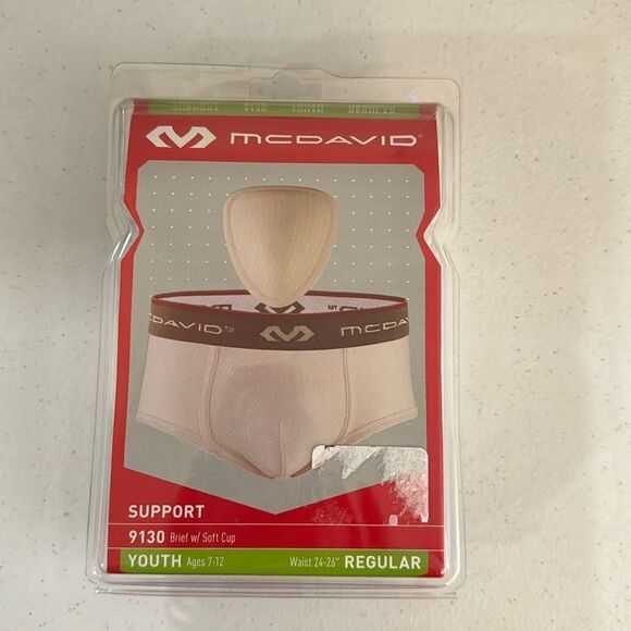 New in box! McDavid brief w/soft cup. Youth 24”-26”. White. Support, 9130 - Picture 1 of 4
